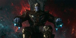 Thanos (Josh Brolin) on space throne