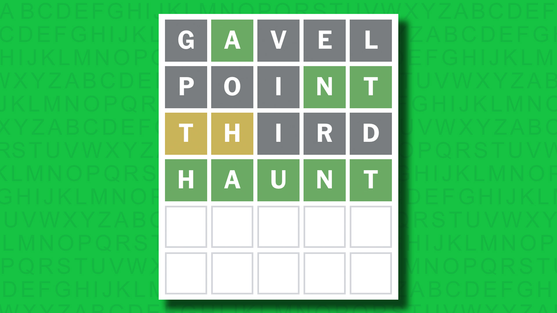NYT Wordle answer for game 1498 on a green background
