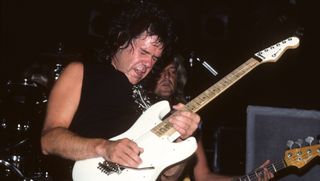 Gary Moore performs onstage in Los Angeles, California in 1987