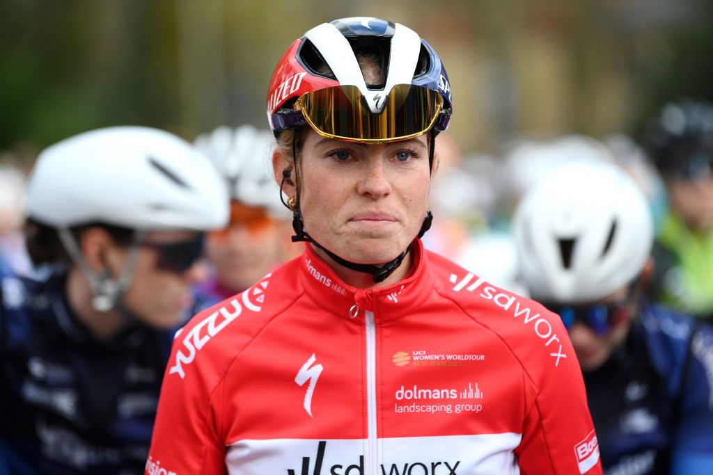 GHENT BELGIUM FEBRUARY 24 Demi Vollering of The Netherlands and Team SD WorxProtime prior to the 16th Omloop Het Nieuwsblad 2024 Womens Elite a 1271km one day race from Ghent to Ninove UCIWWT on February 24 2024 in Ghent Belgium Photo by Alex BroadwayGetty Images