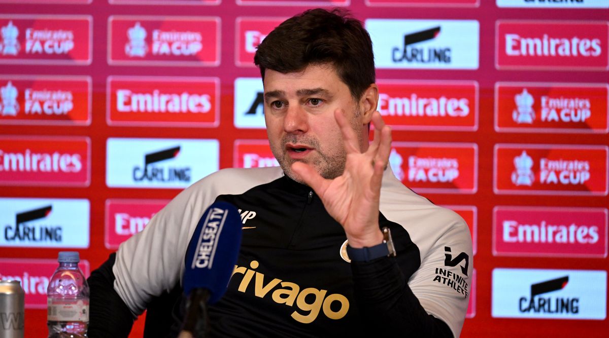 COBHAM, ENGLAND - JANUARY 25: Head Coach Mauricio Pochettino of Chelsea during a press conference at Chelsea Training Ground on January 25, 2024 in Cobham, England. (Photo by Darren Walsh/Chelsea FC via Getty Images)