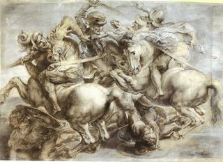 Leonardo da Vinci's "The Battle of Anghiari," which commemorates the 1440 victory of the battle on the plain of Anghiari between Milan and the Italian League led by the Republic of Florence