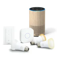 Echo (2nd generation, oak finish) plus Philips Hue White Ambience Lighting Starter Kit, now £169.99 (was £229.98)