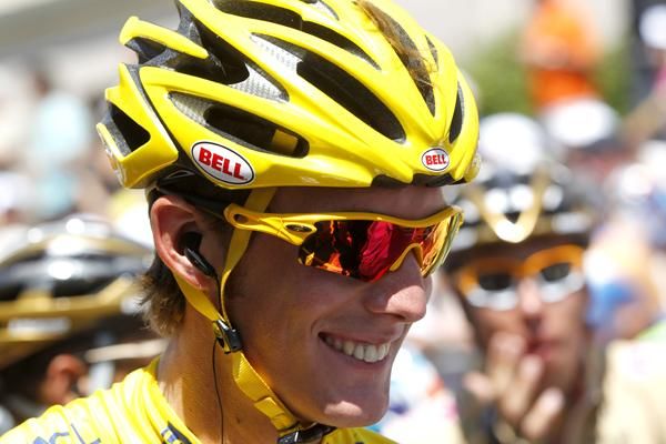 Andy Schleck is all smiles at the start of stage 11