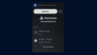 PlayStation Tournaments screenshot showing tournament sign-up screen