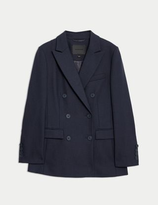 Double Breasted Blazer With Wool