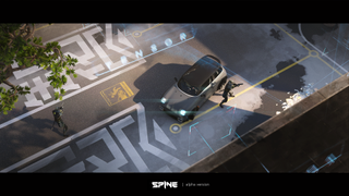 Spine transmedia art; concept art of a sci-fi street