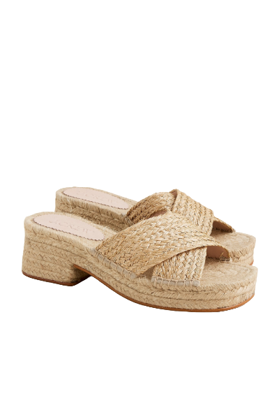J.Crew, Made-In-Spain Block-Heel Espadrilles in Faux Raffia