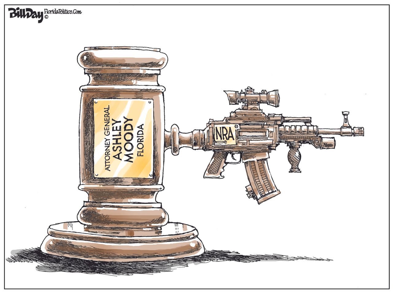 Political Cartoon NRA Florida Attorney General Gavel