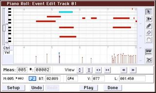 Fig. 3. The piano roll view can display and edit controller data as well as notes.