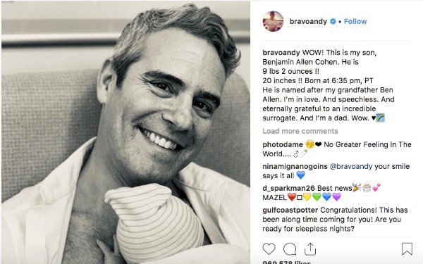 SCREENSHOT - Andy Cohen Instagram
