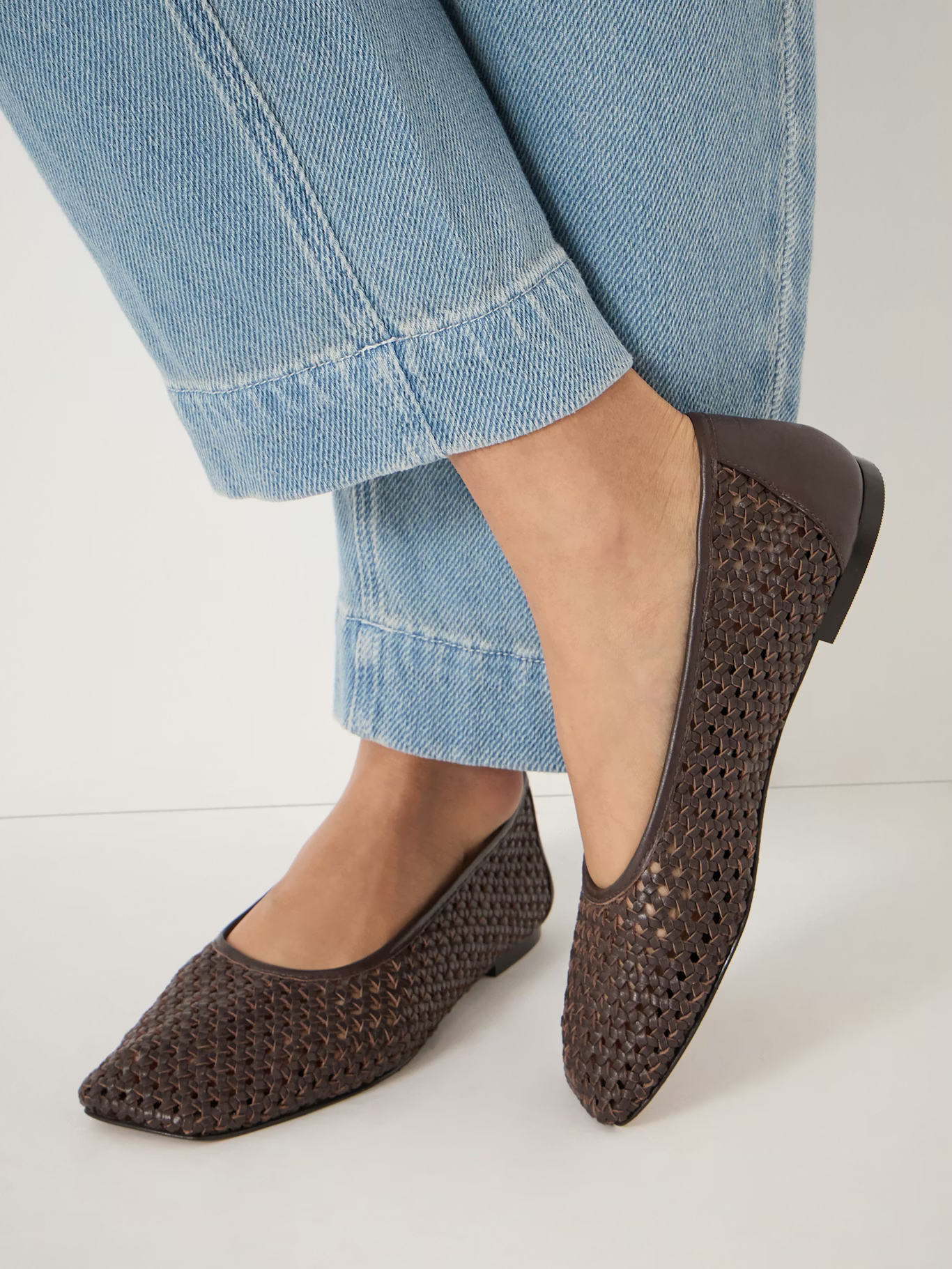 A pair of knitted Hush ballet flats.