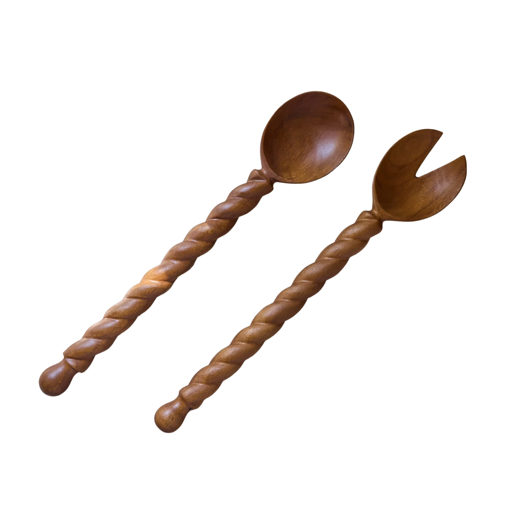 serving spoons with twisted wood handles