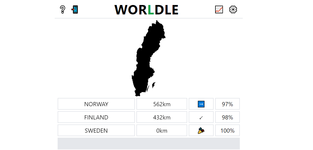 Worldle country guessing game