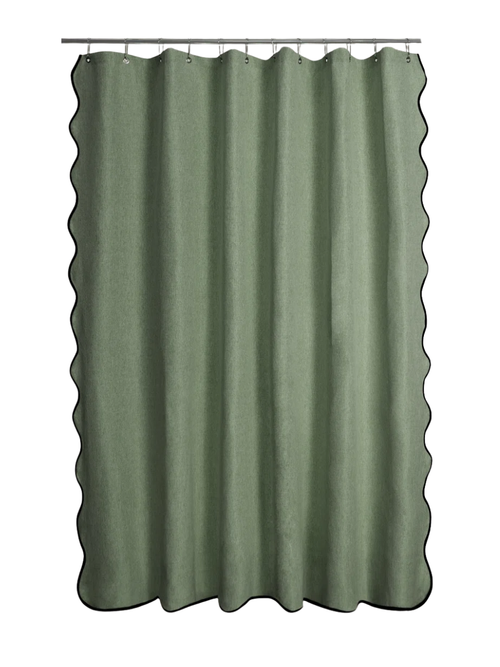 Linen Scalloped Edge Shower Curtain 