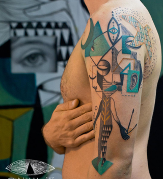 Artistic geometric tattoo
