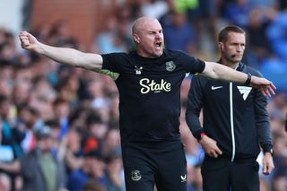 Everton squad for 2024/25 LIVERPOOL, ENGLAND - AUGUST 31: Sean Dyche the head coach / manager of Everton reacts during the Premier League match between Everton FC and AFC Bournemouth at Goodison Park on August 31, 2024 in Liverpool, England. (Photo by Robbie Jay Barratt - AMA/Getty Images)