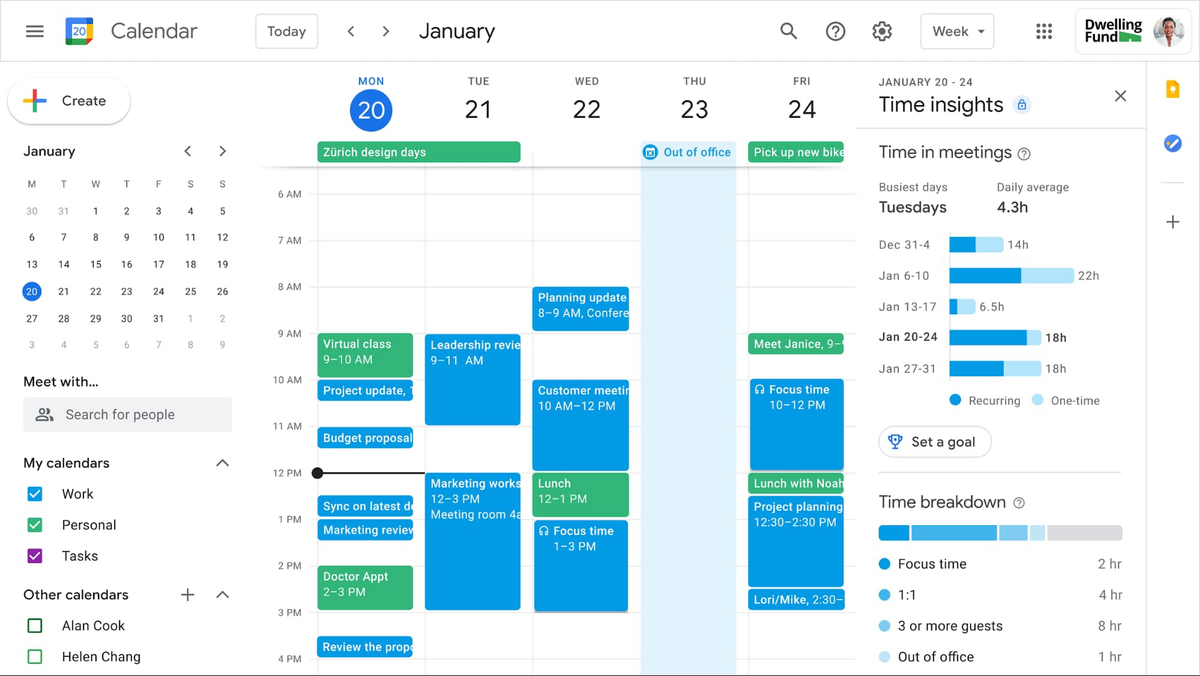 Google Workspace calendar with &amp;#039;shift blocks&amp;#039;