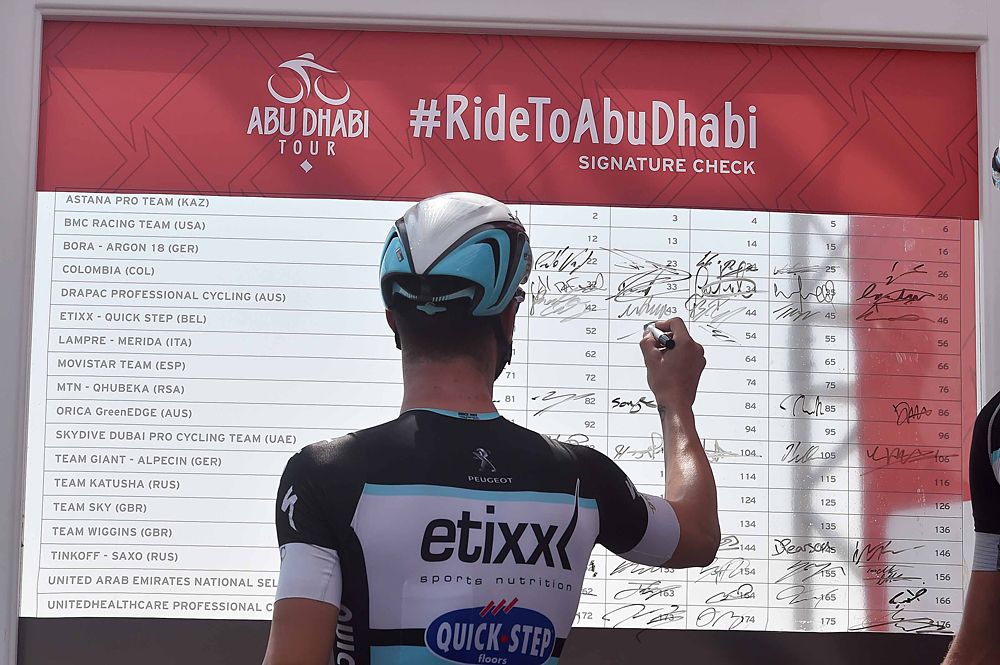 Signing in for the Abu Dhabi Tour
