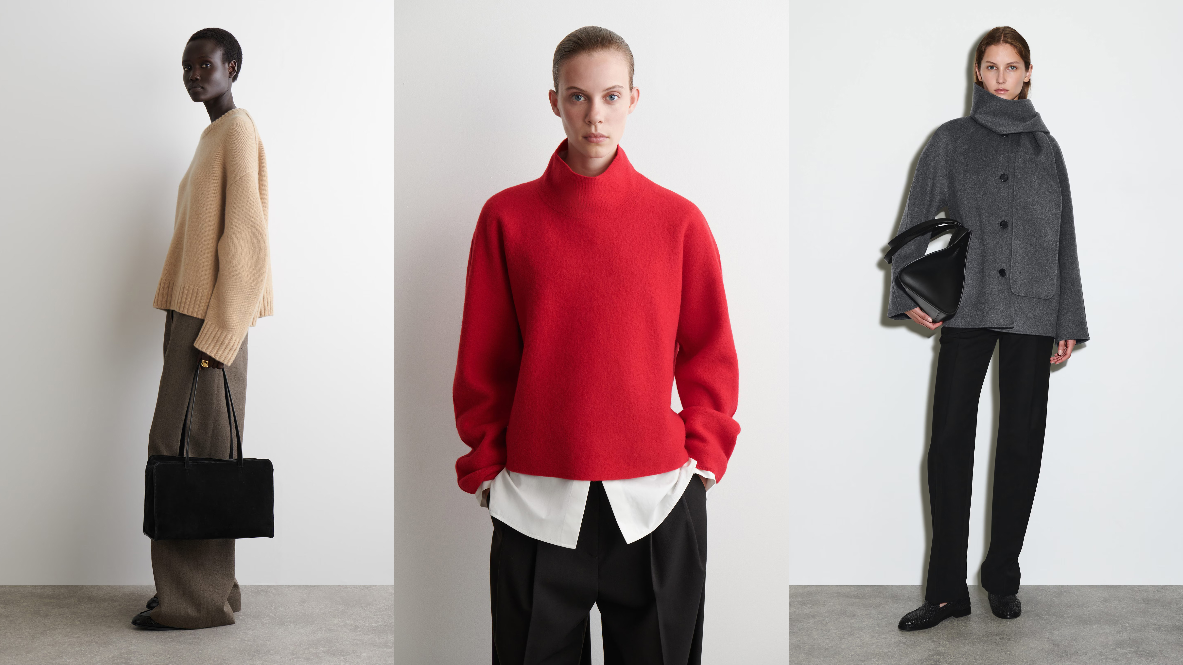 Collage COS sweaters and coats. 