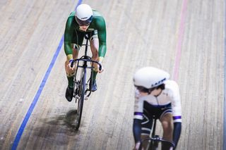 Katy Marchant competing in a sprint at the National Championships