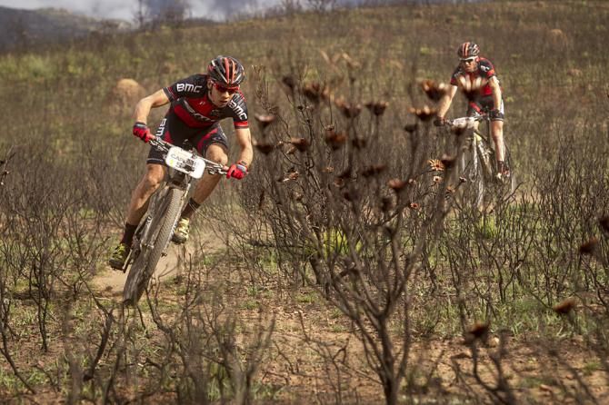 Martin Fanger and Lukas Fluckiger of BMC Mountainbike Racing