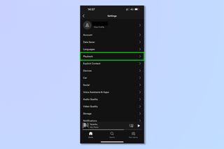 Screenshots showing the steps required to make Spotify louder.