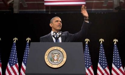 President Obama waves ahead of his immigration speech at Del Sol High School in Las Vegas on Jan. 29.