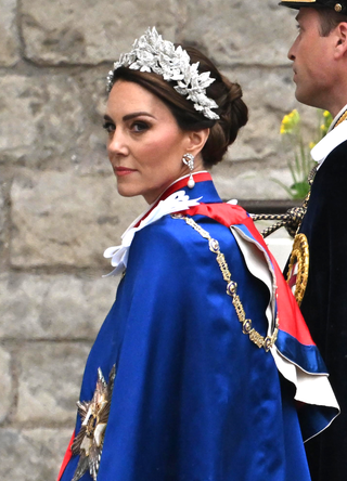 Catherine, Princess of Wales arrives ahead of the Coronation of King Charles III and Queen Camilla on May 6, 2023 in London, England