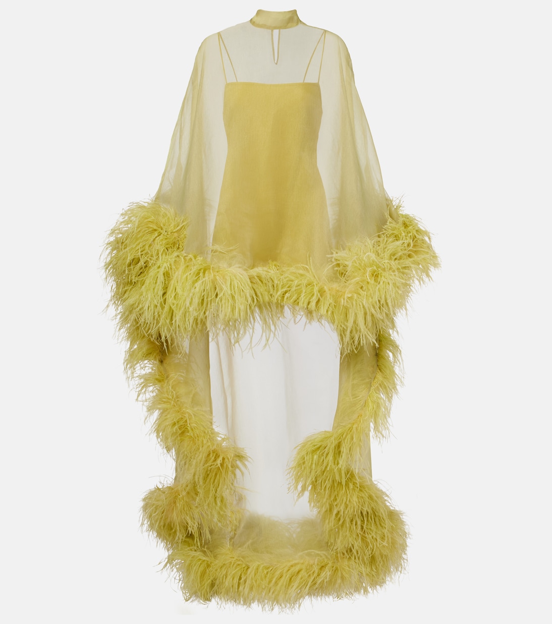 Daisy Feather-Trimmed Organza Kaftan