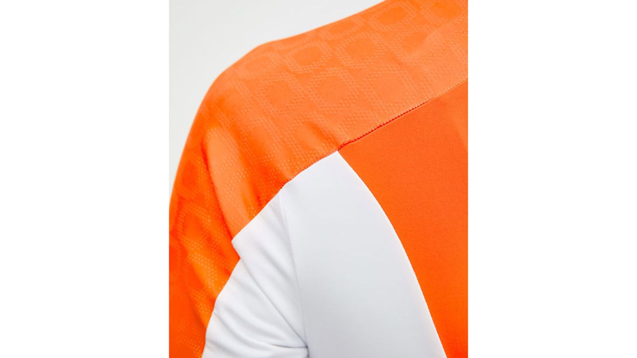 The printed ceramic protection is strategically placed to help prevent road rash in a crash