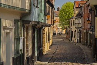 Tudor houses on a cobbled street