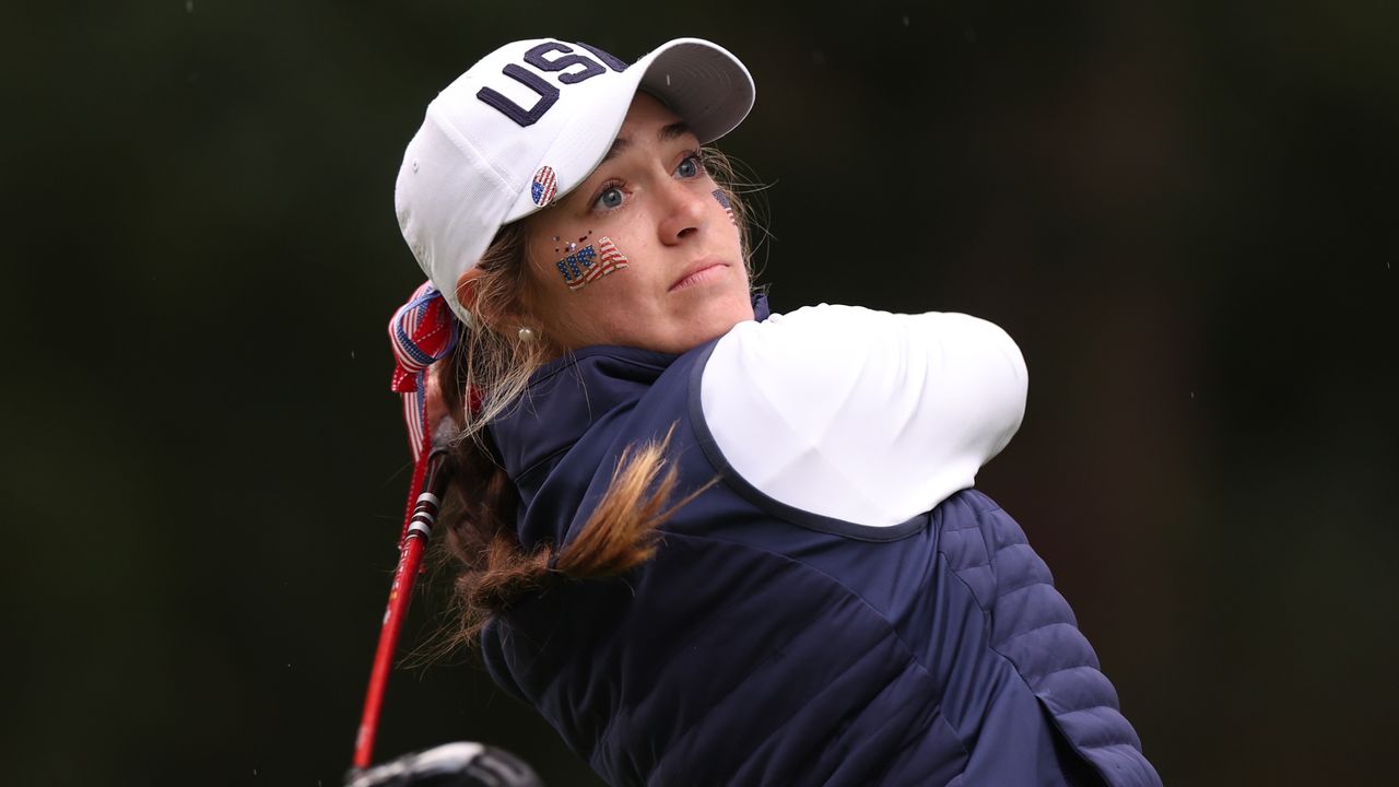 Rachel Kuehn takes a shot during the Curtis Cup