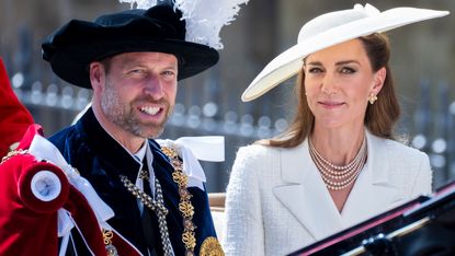 Catherine, Princess of Wales and Prince William, Prince of Wales attend the Order of the Garter service at St. George's Chapel, Windsor Castle on June 16, 2025