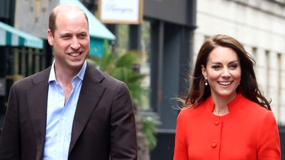 Kate Middleton and Prince William smiling in Soho, London on May 04, 2023