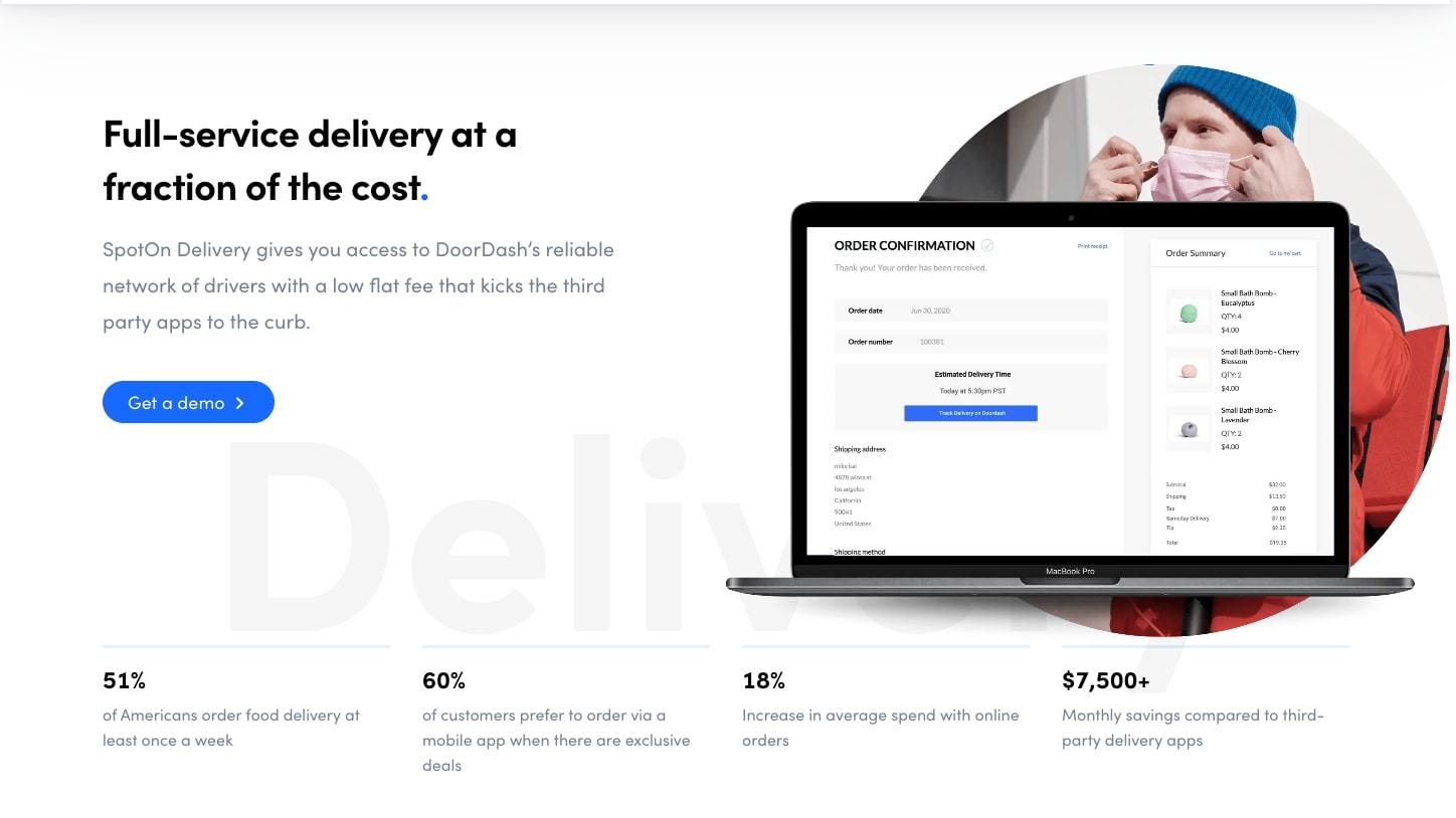 SpotOn POS full service delivery landing page