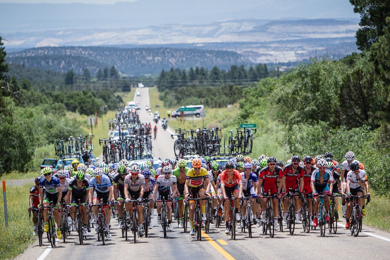 The peloton takes it easy as the hits the base of todays big climb