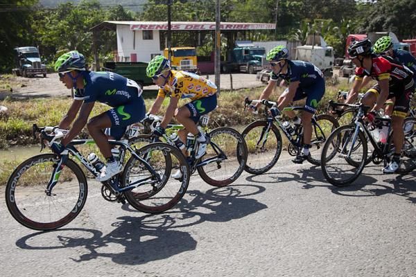 Race leader Gregory Brenes (Movistar Team) in action during stage six.