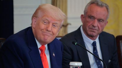 President Donald Trump and Health and Human Services Secretary Robert F. Kennedy Jr. attend an event introducing a new Make America Healthy Again Commission report on May 22, 2025