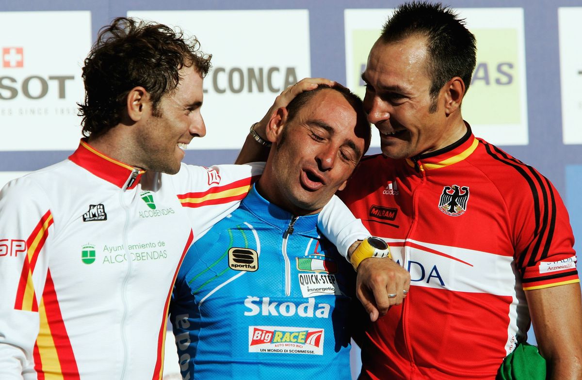 Paolo Bettini, Alejandro Valverde and Erik Zabel on the podium in 2006