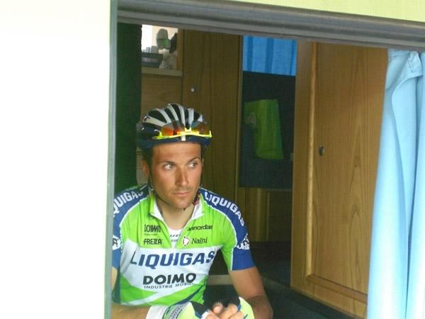 A nervous looking Ivan Basso surveys the crowd