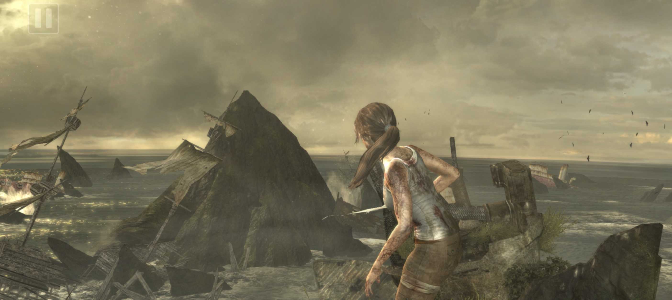 An in-game screenshot of the Tomb Raider mobile port.