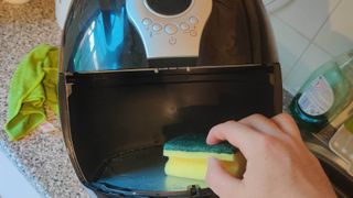 Cleaning the inside of an air fryer