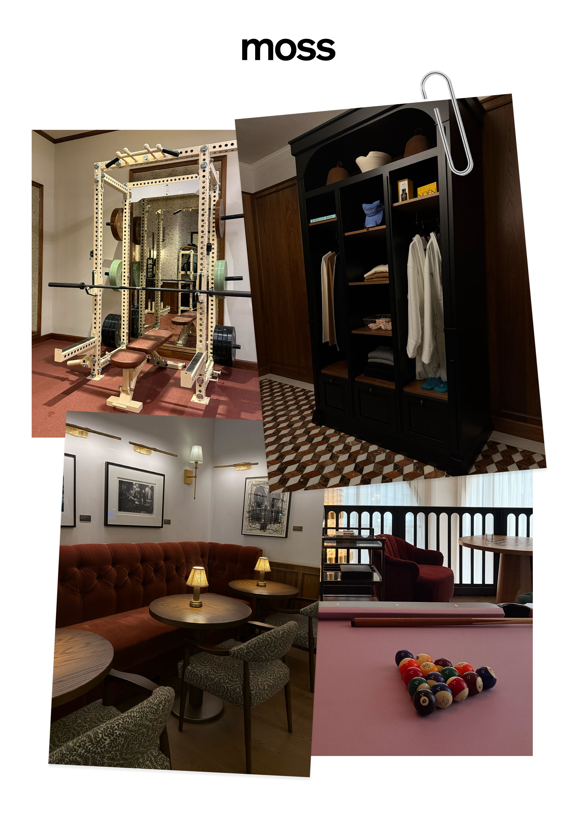 a collage of editor photos featuring Moss, a new private members-only club in New York