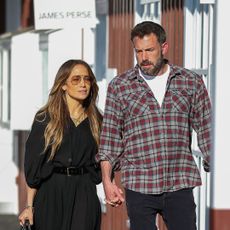 Jennifer Lopez and Ben Affleck walking down the street in Los Angeles