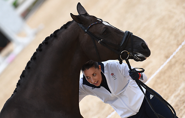 Charlotte Dujardin GBR riding Valegro, during the Horse Inspection of Dressage horse for the Dressage Competition at the Olympic Equestrian Eyestrain Centre in Deodoro near Rio, Brazil on 8th August 2016