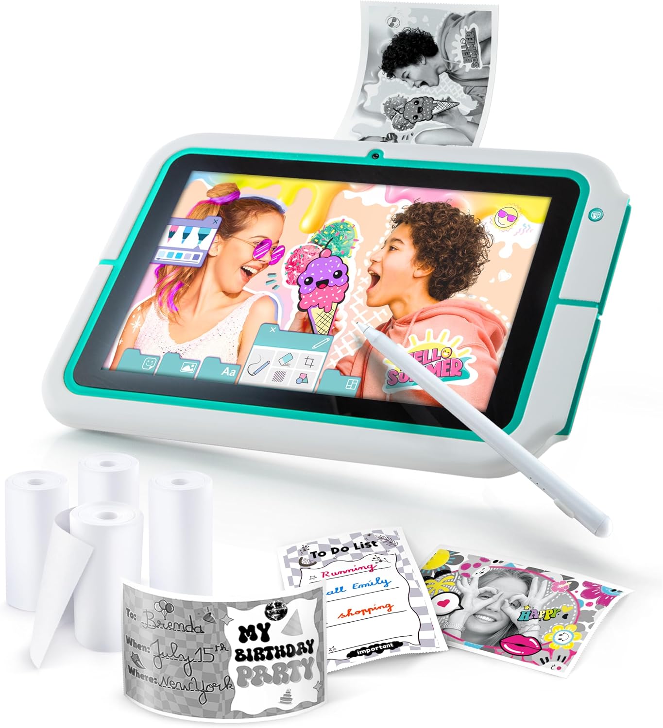 Pad Creator Instant Print Tablet – 8″ Kids Touchscreen With Stylus, 12mp Camera & Built-In Printer – Includes Paper Rolls & Stickers – Safe, Creative Tech Gift for Boys & Girls Aged 6+