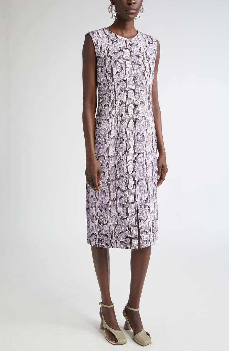 Delina Snakeskin Jacquard Sheath Dress