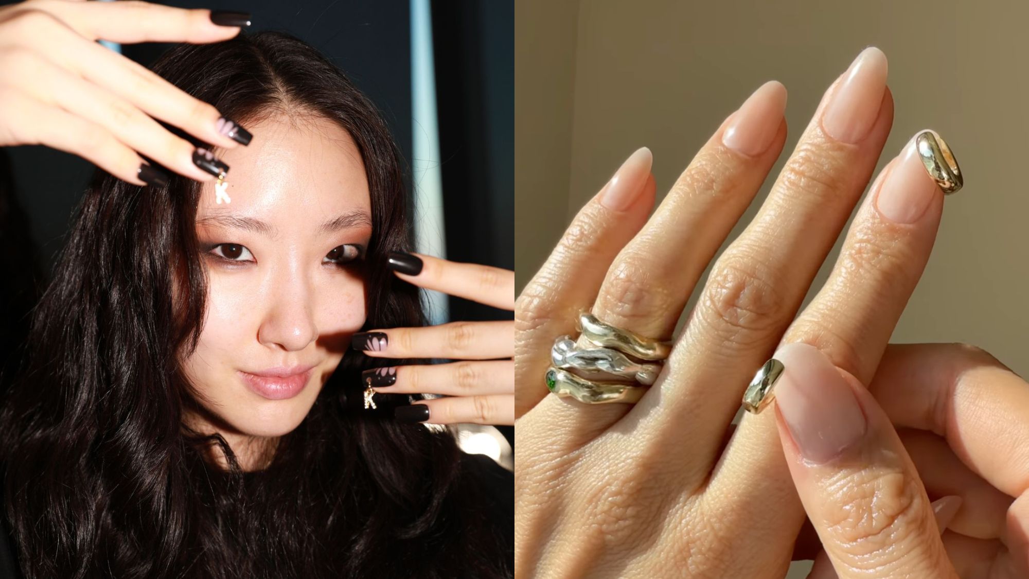 An image of a model wearing Kijibae nails and a pierced nail look by celebrity manicurist Betina Goldstein.