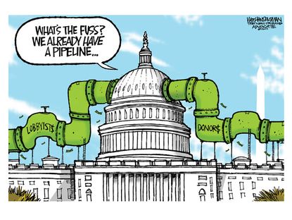 Political cartoon Washington DC pipeline lobbyists